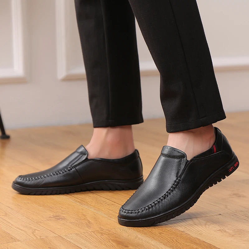 

genuine Leather Men shoes Fashion Loafers Handmade sewing Soft Flats Moccasins autumn Slip-On Men's Boat Comfortable Shoes k5