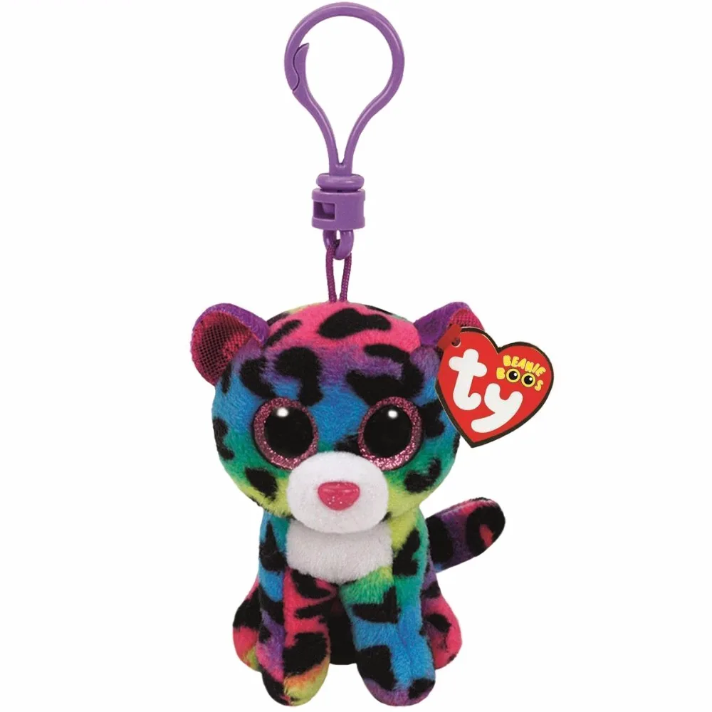 Pyoopeo Ty Beanie Boos 4" 9cm Dotty the Leopard Clip Plush Keychain