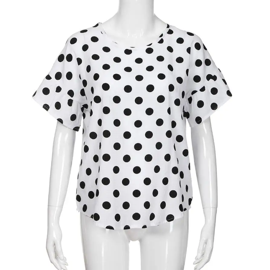 Sunfree дропшиппинг летние новые женские свободные Camisas модные Mujer блузка в горошек