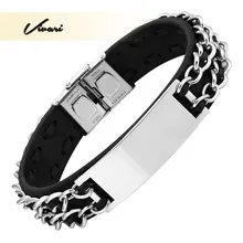 Vivari, модный мужской браслет из натуральной кожи, 2 цвета, Пряжка из нержавеющей стали, мужской браслет с простой застежкой