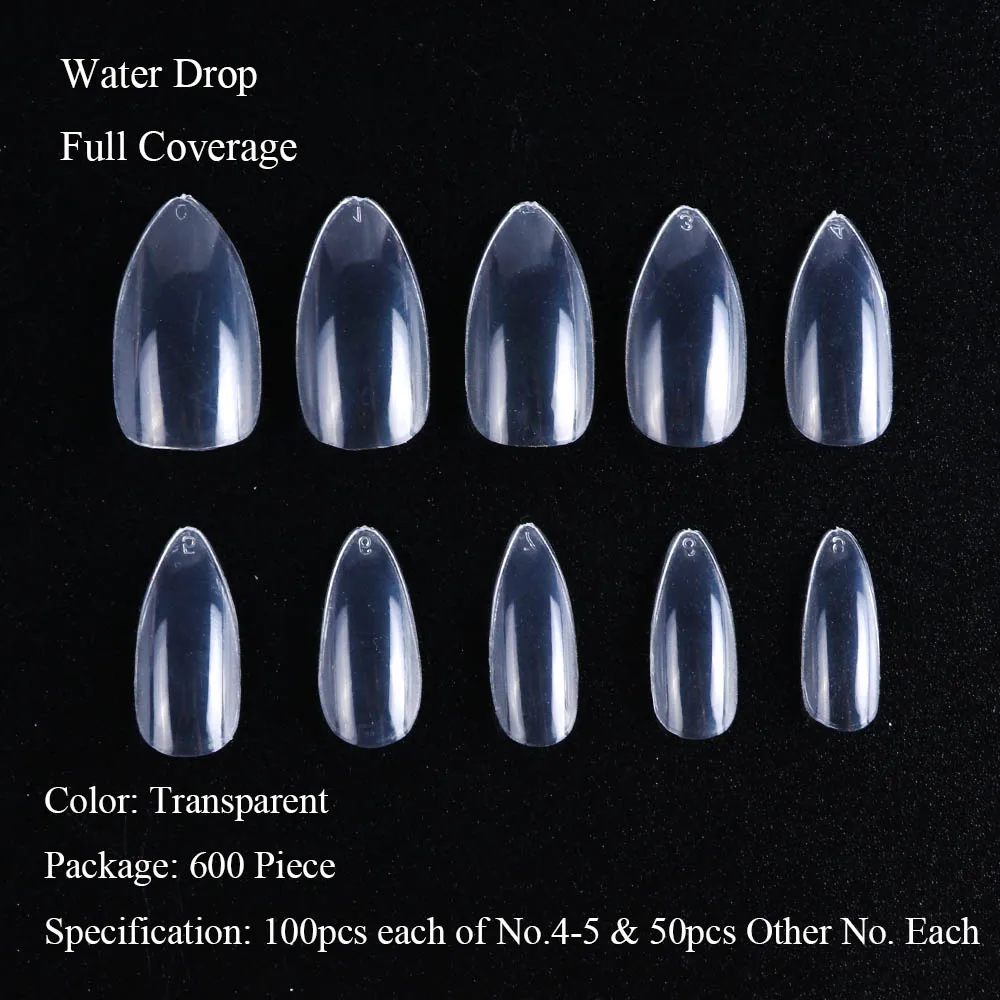 500 шт французские половинчатые накладные ногти акриловые накладные ногти Натуральные Искусственные накладные ногти дисплей для наращивания ногтей Маникюрный Инструмент JI871 - Цвет: WaterDropTransparent