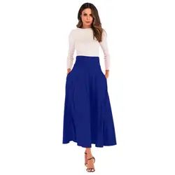 JAYCOSIN 2019 летняя юбка Для женщин Высокая талия плиссированные линия длинная юбка разрез спереди поясом макси юбка модные элегантные