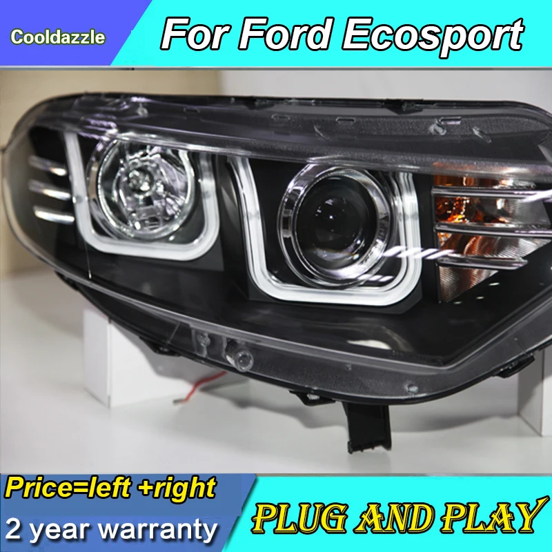 2013 год для FORD EcoSport светодиодные ленты фары автомобиля спереди лампа, головная лампа с габаритные огни