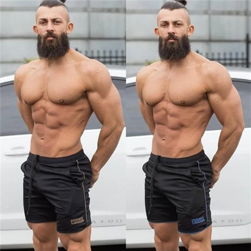 Men Fitness Bodybuilding Shorts Man Casual Workout Male Breathable Mesh Quick Dry Sportswear Jogger Beach Short Pants