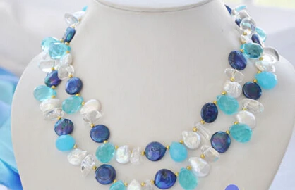 

Jewelr 005977 BEAUTIFUL 35" white coin pearl Citrine crystal drip Faceted NECKLACE