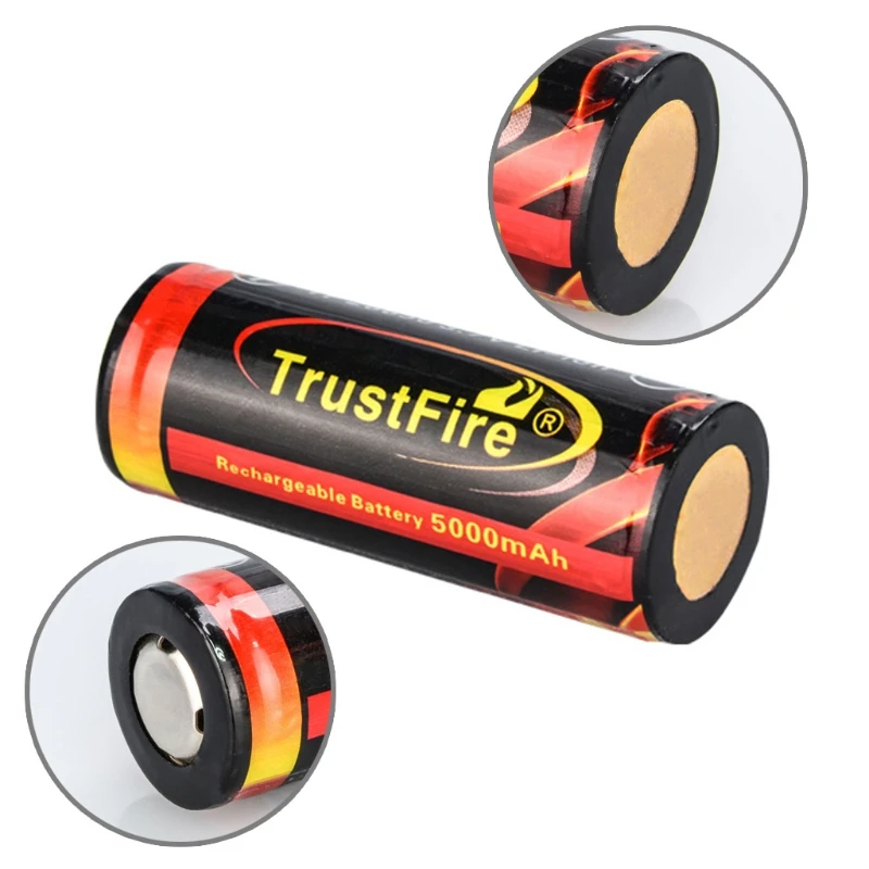 

1Pc 26650 5000mAh Li-ion 3.7V Rechargeable Battery 3.2A Support Large Current Discharge for LED Flashlight Torch