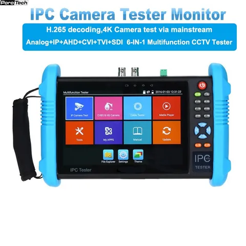 Monitor de Cctv Ipc com Cabo Câmera Tester Plus 7 Polegada H.265 4 k 8mp Tvi Cvi Ahd Sdi Cvbs Tracer – Tdr Multímetro Hdmi in Out ip 9800