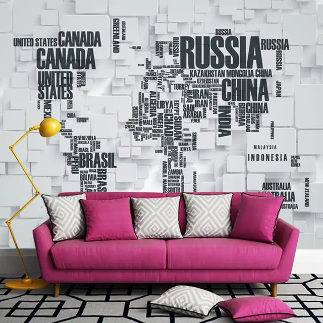 Us 808 57 Di Scontocarta Da Parati Personalizzata Murale 3d Stereoscopico Muro Di Mattoni Mappa Del Mondo Soggiorno Ufficio Sfondo Della
