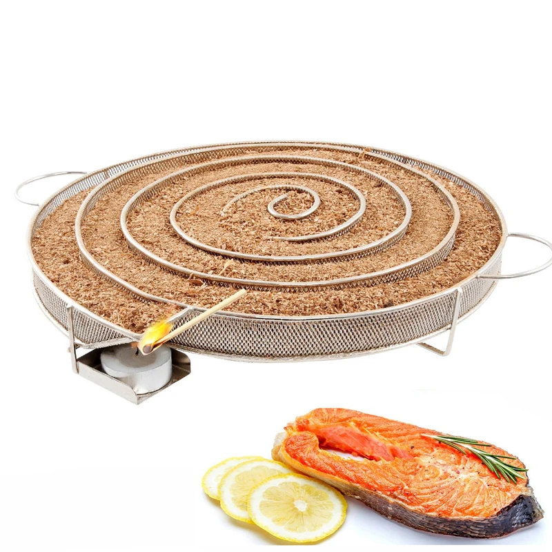 Outdoor Tools Stainless Steel Cold Smoke Smoking Basket Generator Barbecue BBQ Grill Accessories Charcoal Wood Dust Cooking (2)