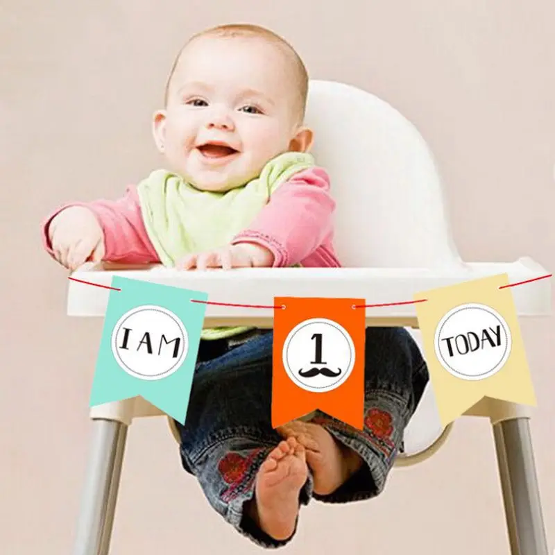 

3pcs/set Baby Shower Banners 1st Birthday Party Photo Props 2019 Newborn Baby Birthday Party Creative Funny Paper Beard Banners