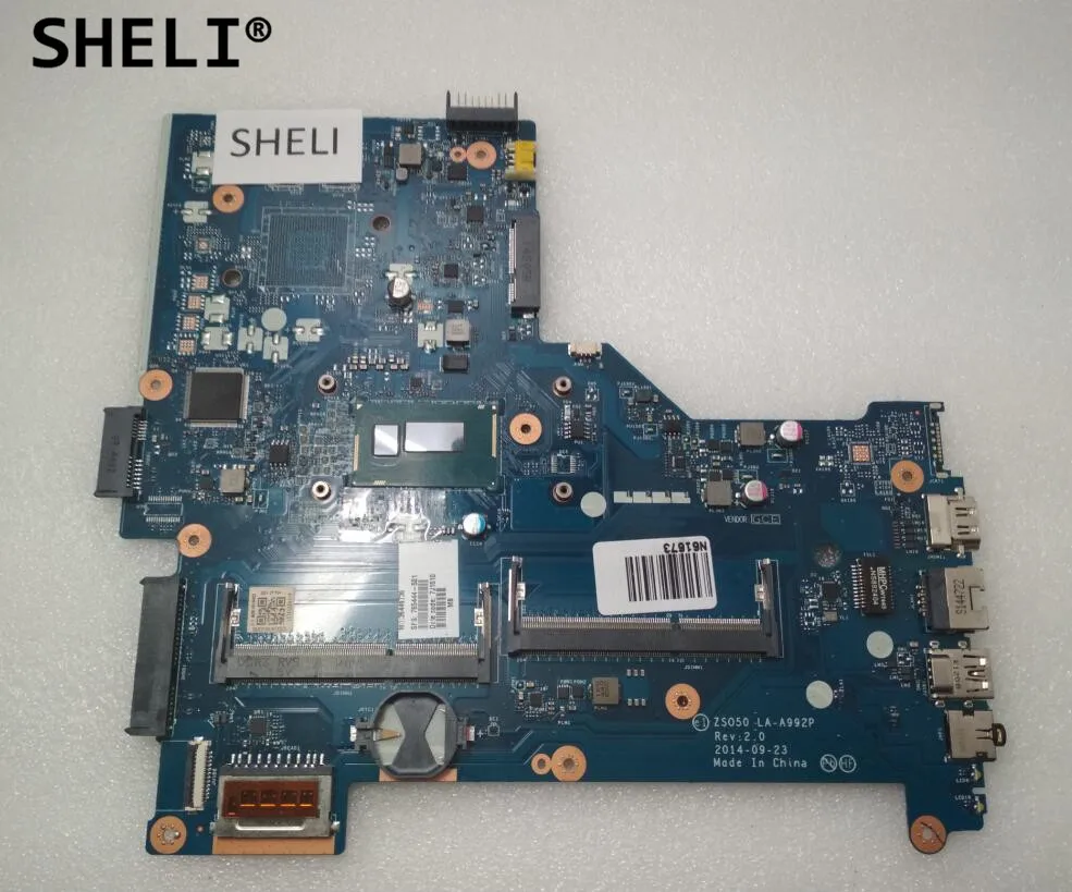 SHELI For HP 15-R Motherboard with i3-4005U cpu ZS050 LA-A992P 765444-501 765444-001