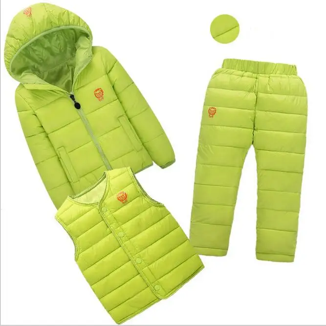 

Winter Warm Children Boys Girl's Clothing Sets Girl Ski Suits Children's Outdoor Clothes Down Coats Jackets+Vest+Trousers 3pcs