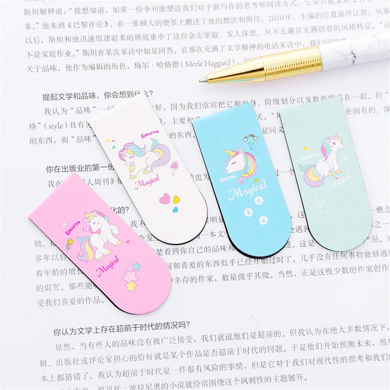 Helpro 4 шт./упак. Kawaii Единорог Закладка Клип милые мини Магнитные Закладки для