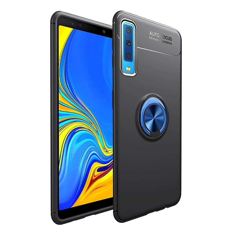 MAKAVO For Samsung Galaxy A7 2018 Case A70 Ring Holder Soft Silicone Back Cover Case For Samsung A70 A7 2018 Phone Case