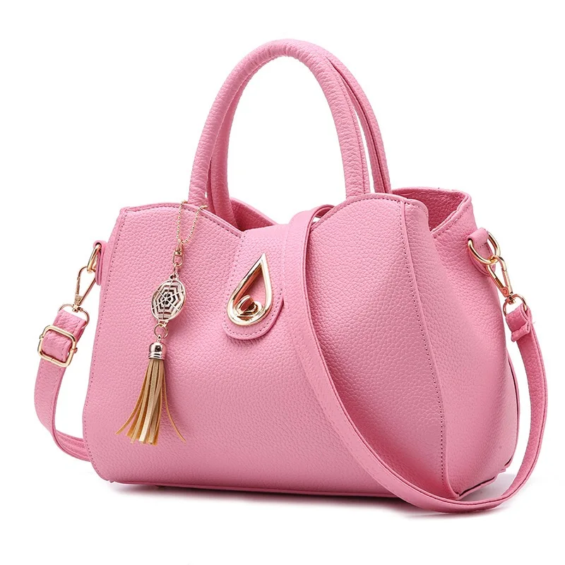 Новинка, женская сумка с кисточкой и подвеской, сумка-мессенджер с блестками, Вместительная женская сумка через плечо - Цвет: PINK