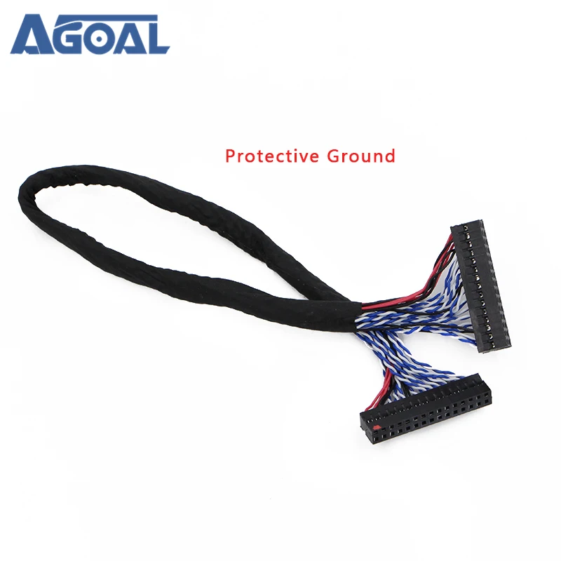

LCD LED LVDS Cable Dual 8bit 2ch 8-bit 30P Dupont to 30P Dupont With Protective Ground Universal Controller Board Connect Cable