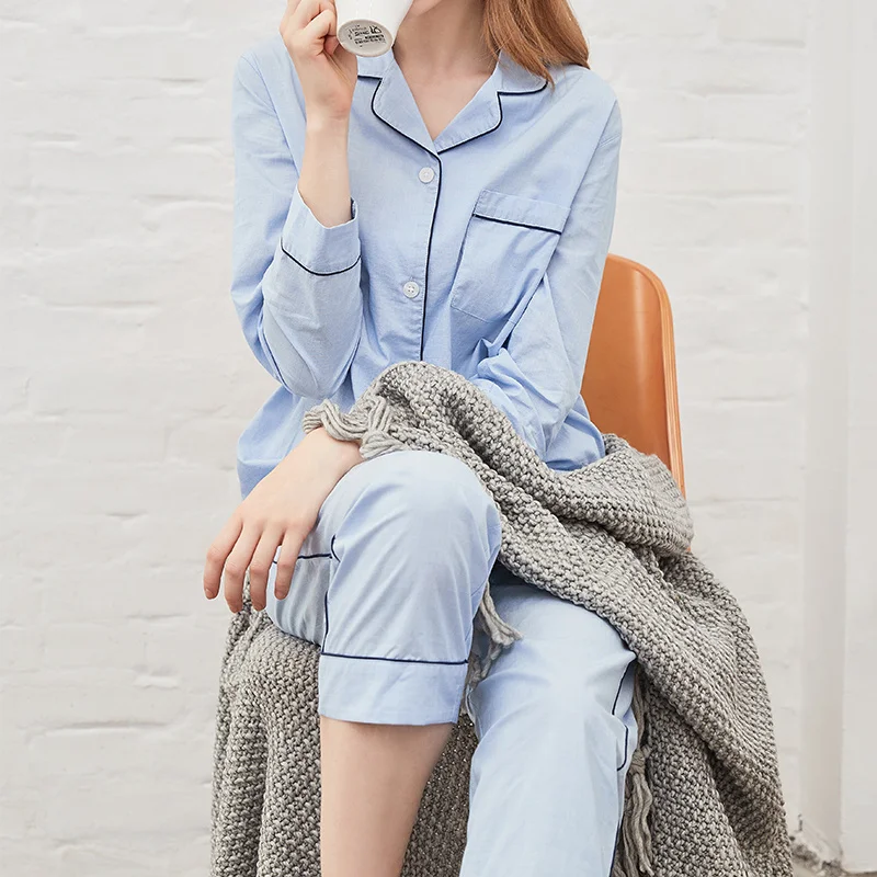 YEATION Women Housecoat Long Sleeve Sleepwear Pajamas Suit Female Sleep Two Piece Set 