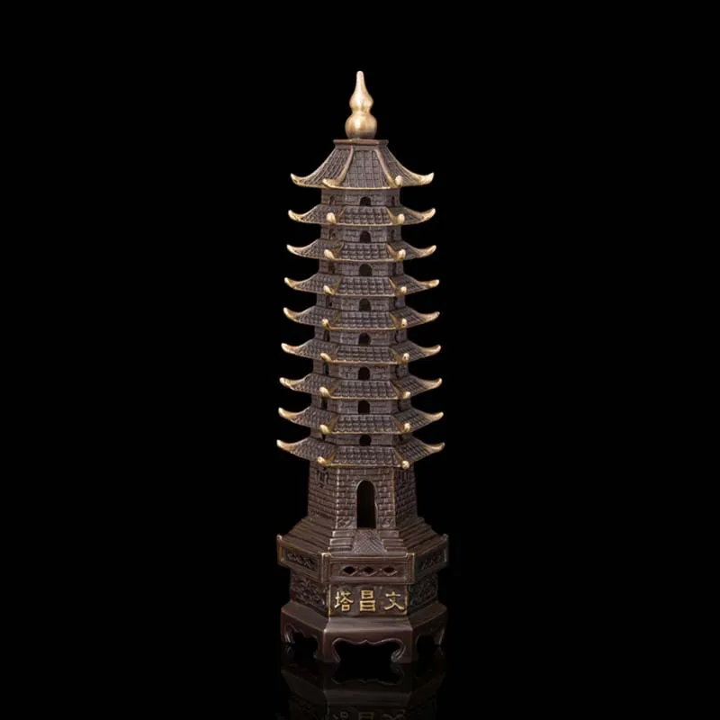 

30CM Tibetan Copper Bronze Buddhism Bodhisattva Buddha Statue Wenchang Tower Sculpture Chinese Antiques Wholesale