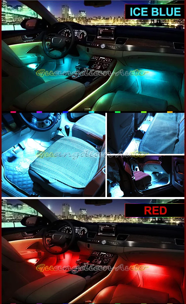 Tcart автомобили атмосферные декоративные огни Android iOS телефон приложение управление RGB Светодиодные полосы лампы автомобиль-Стайлинг Интерьер Свет