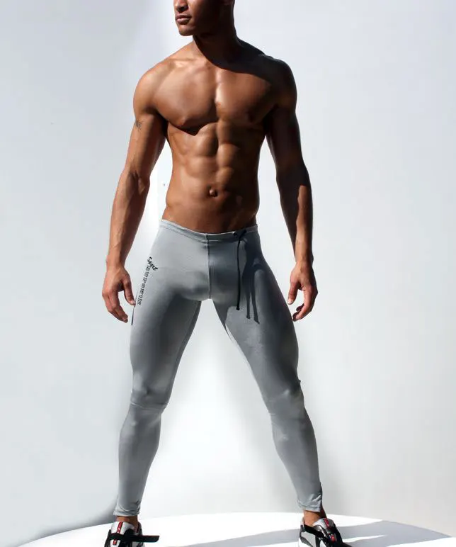 Мужские штаны для бега, компрессионные штаны, эластичные штаны для бега, низкая посадка, для йоги, штаны для бега, тренировочные компрессионные штаны, спортивные штаны для мужчин - Цвет: gray