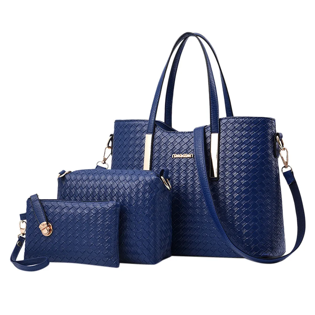 3 шт. Женская однотонная модная сумка для отдыха с рисунком+ сумки-мессенджеры+ кошельки вместительная сумка-тоут Прямая поставка# YL5 - Цвет: Dark Blue