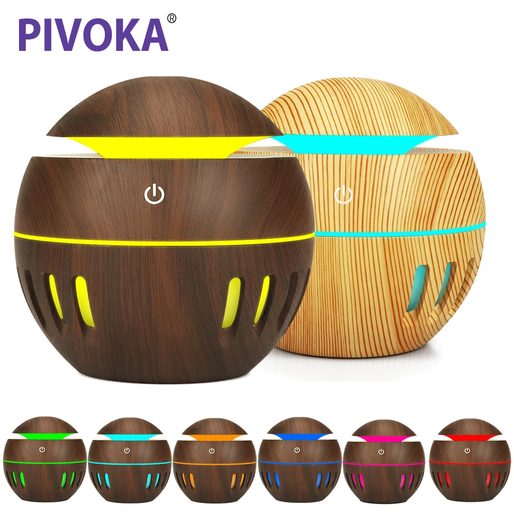

PIVOKA USB Aroma Essential Oil Diffuser Ultrasonic Cool Mist Humidifier Air Purifier 7 Color Change LED Night light Home