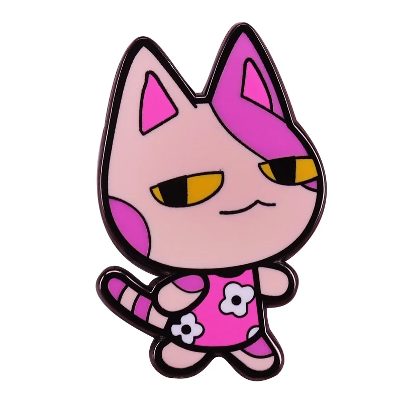 

Bob enamel pin cute purple cat game brooch animal crossing fans gift classic collection