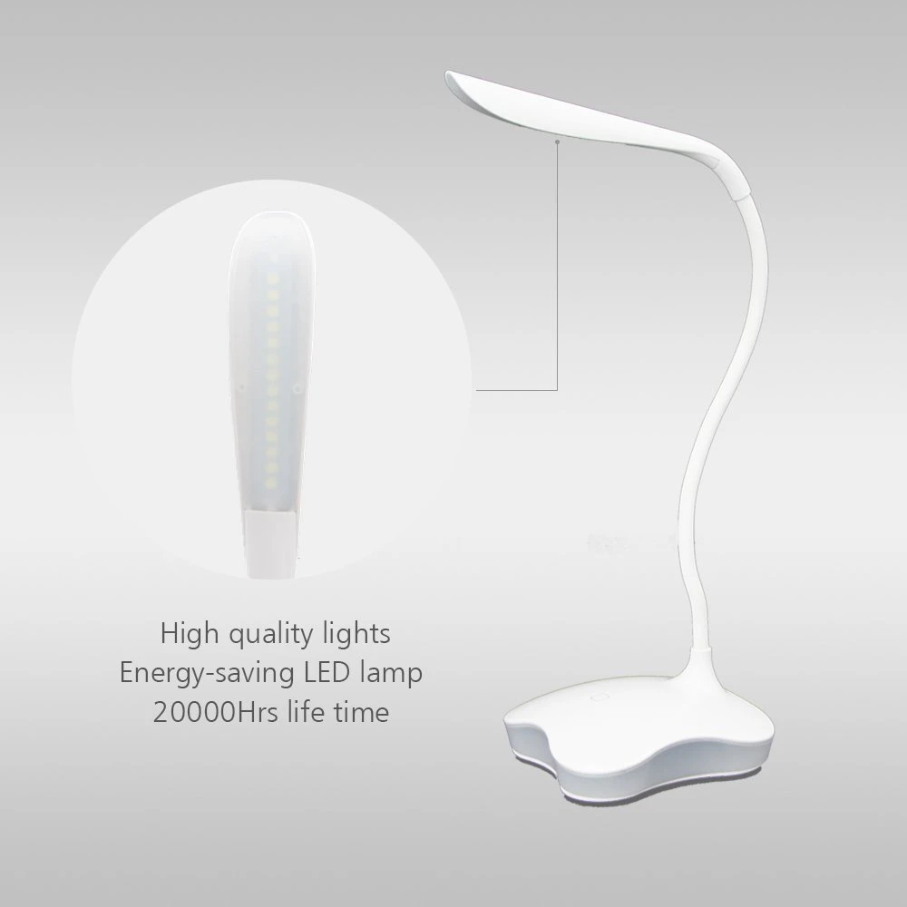 LED Desk Table Lamp Night Light Clover 3 Level Dimmable Auto Sensor Touch Wireless USB Rechargeable For Bedside Reading