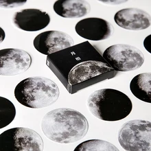 45Pcs/box Vintage Moon Black Stickers Scrapbooking Creative DIY Journal Decorative Adhesive Labels Cute Stationery Supplies