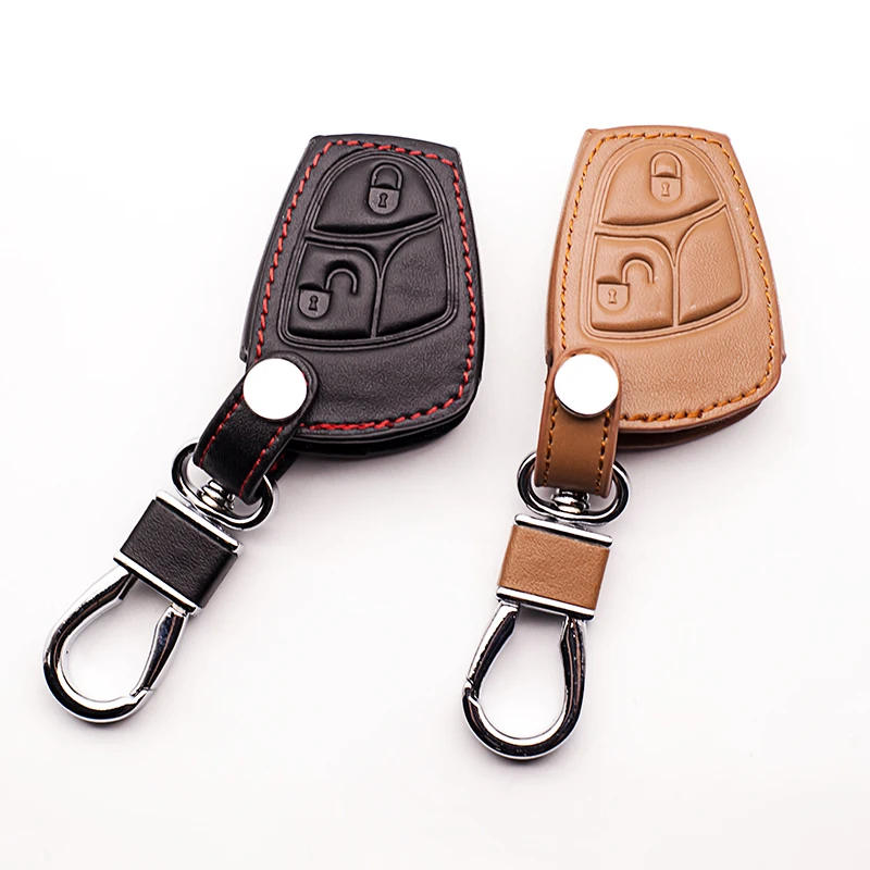 Натуральная кожаный чехол для автомобильных ключей, чехол, покрытой качественным чехлом для Mercedes Benz W124 W202 W203 W210 W211 W204 крышка клавиатуры аксессуары для автомобильных ключей