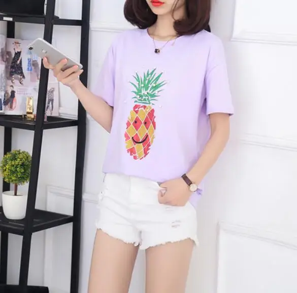 7005purple Летняя новая Послеродовая женская футболка с коротким рукавом, Модная хлопковая футболка для грудного вскармливания, милая Одежда для беременных - Цвет: 7005purple