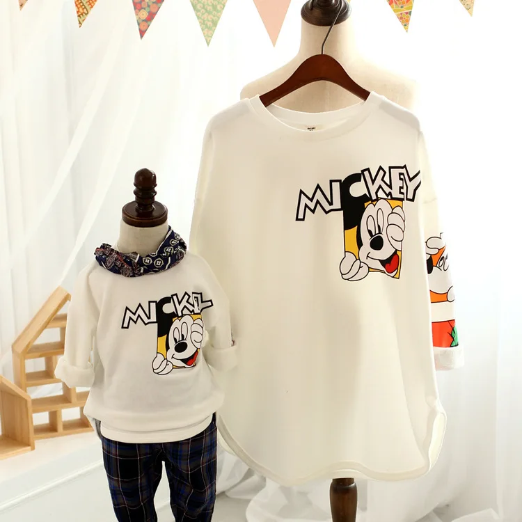 2015 otoño niños ocasional de los hoodies mickey mujeres