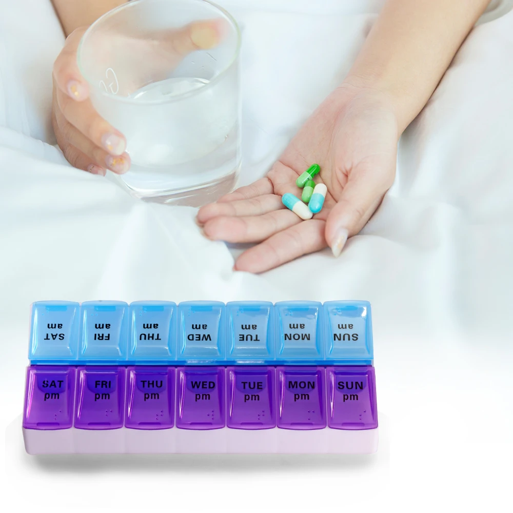 

A week dose Pill Case Medicine Storage Tablet Pill Box With Clip Lids Medicine Organizer Pill Case Splitters Storage Dispenser
