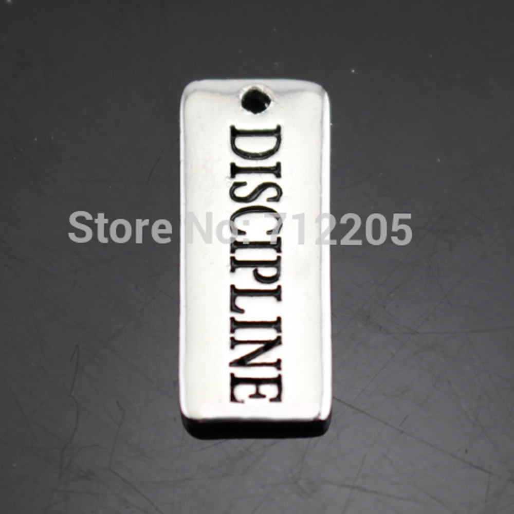 

New Arrival Hand stamped Antique silver 100pcs 1 lot Vintage Rectanglet Discipline Charms DIY necklace and bracelet