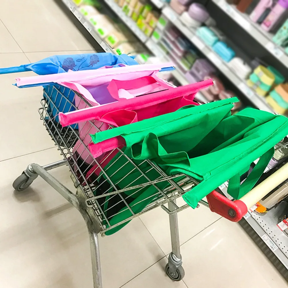 Супермаркет тележка для покупок сумки складные многоразовые сумки для похода по Бакалея захватить Eco складные рекламные сумки Складная Сумка-тоут Сумки 4 шт./компл