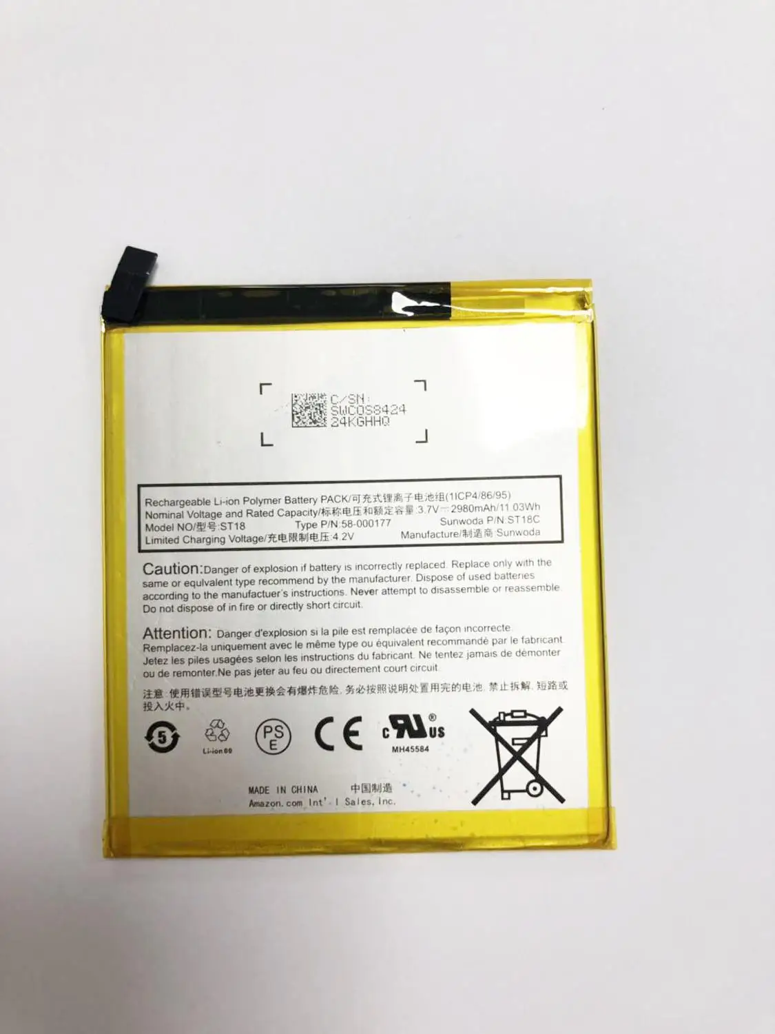 

original 2980mAh ST18 58-000177 new Battery for Amazon Fire 7 7th Gen SR043KL 2017