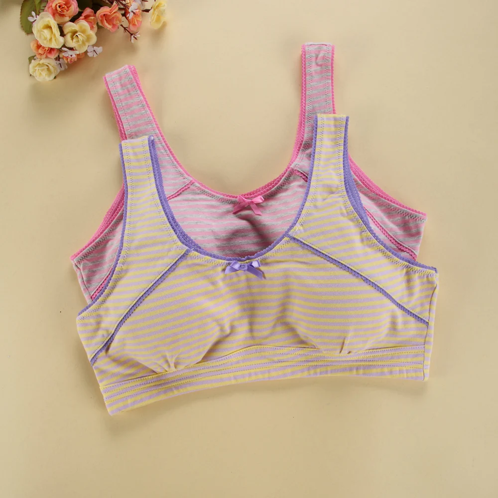 High Quality Young Girl Bra Cotton Underwear Brassiere FilleTraining Bra Striped Teen Bras Lingerie For Girls PubertySN0055
