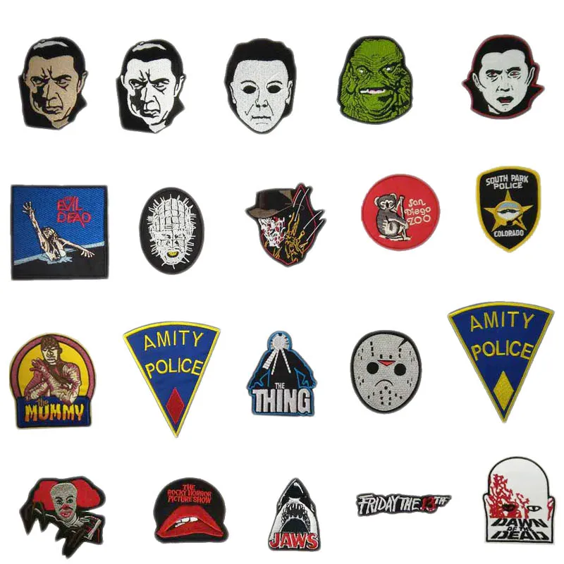 

Halloween Horror movies Iron On Patch DRACULA CULT CLASSIC MONSTER THE MUMMY CULT CLASSIC Hellraiser Pinhead Dawn of the Dead