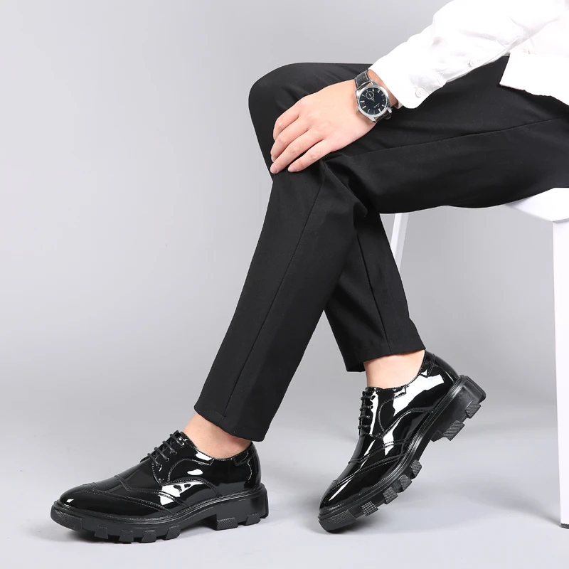 

MEN Fashion Comfortable oxfords shoes lace up rubber outsole Anti-skid shoes outdoor Men's casual leather Driving shoes L5