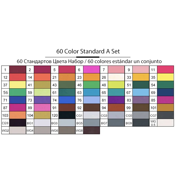 168 цветов TouchFIVE картина маркер для рисования кисти набор двуглавый жирный спирт манга анимационный рисунок эскизы художественные принадлежности - Цвет: 60 Standard A