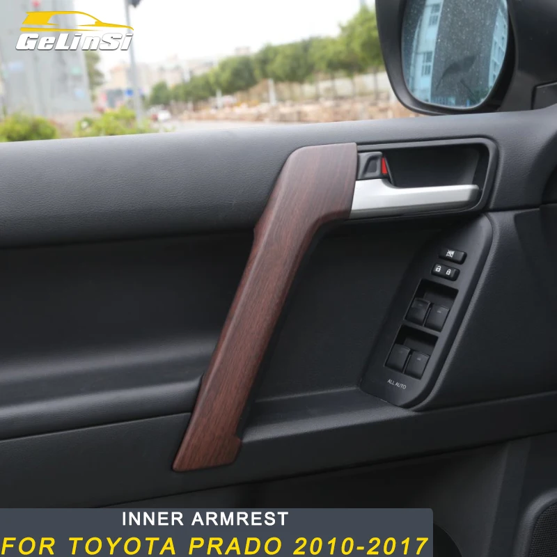 

Gelinsi for Toyota Prado 2018 Car Styling Wood Inner Door Armrest Panel Cover Trim Frame Sticker Interior Accessories