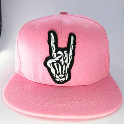 LDSLYJR skull gesture embroidery cotton Baseball Cap hip-hop cap Adjustable Snapback Hats for men and women 67 - Цвет: pink