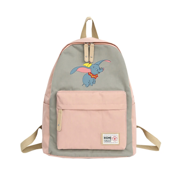 دامبو لطيف الكرتون على ظهره Mochila دامبو حقيبة حقيبة مدرسية للمراهقات النايلون المضاد للماء للسفر حقيبة