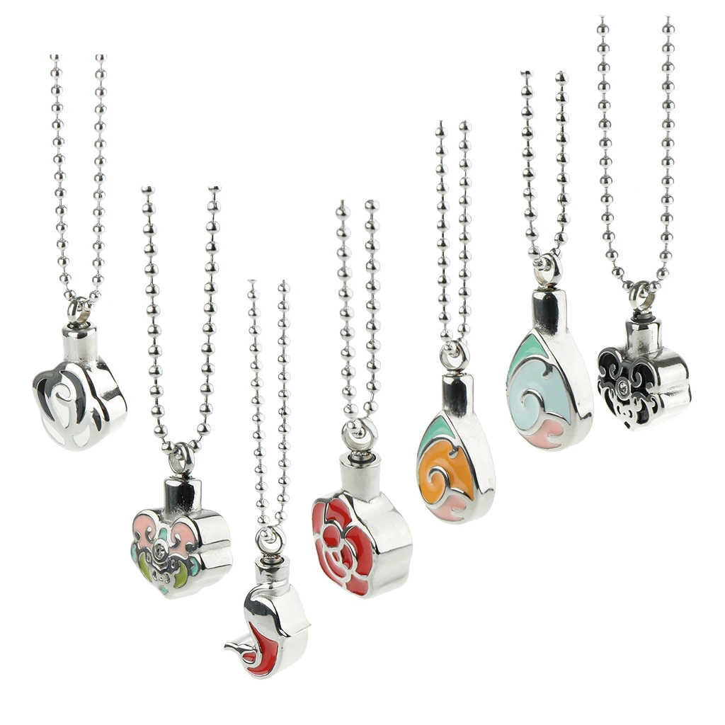 Stainless Steel Ashes Pendant Necklace Keepsake Memorial Colorful Enamel Locket Urn Jewelry for Women Men