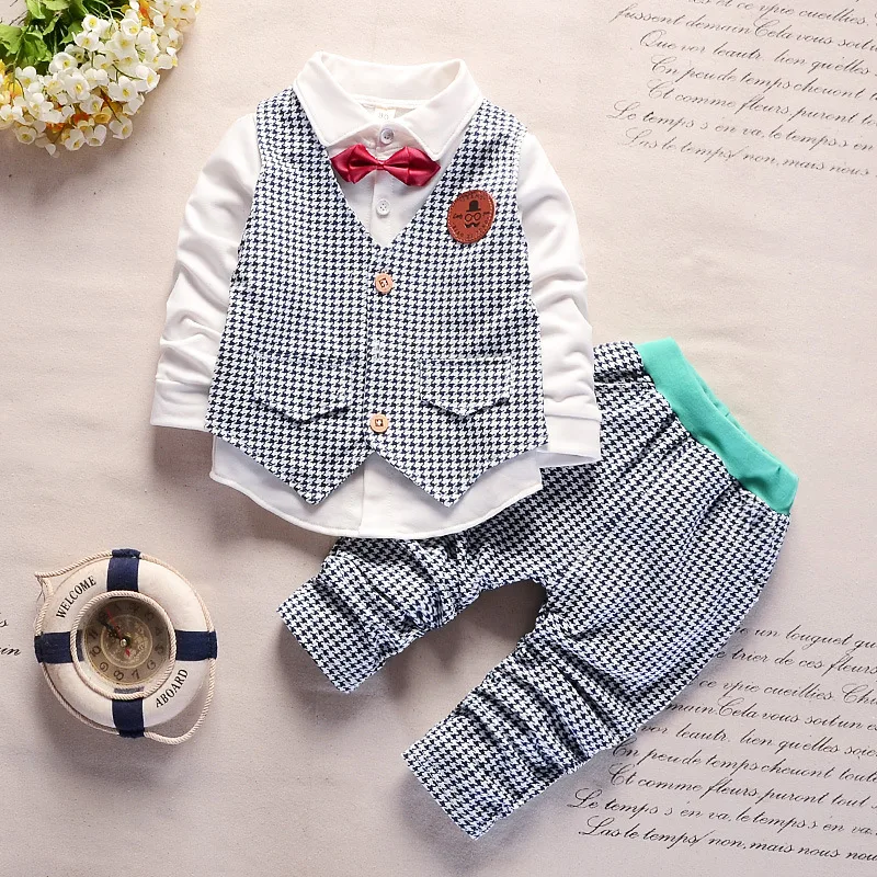 Baby boys spring clothing set newborn baby 3pcs toddler gentleman suit