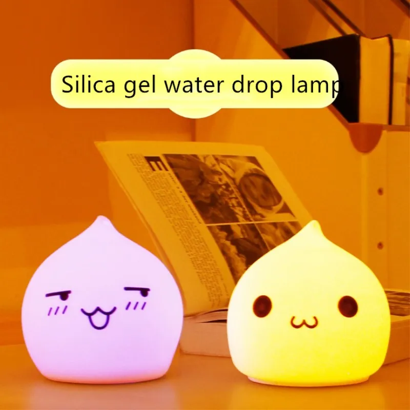 Cute Silicone Water Drop Nightlight Luminaria Night Lamp Novelty LED