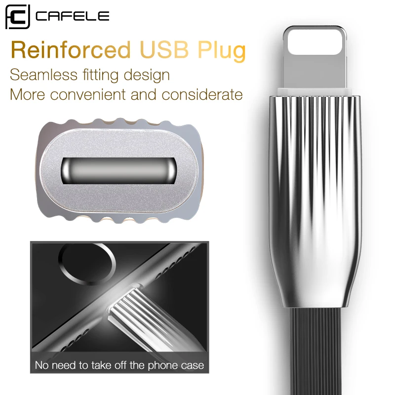 Cafele für iPhone X Xr Xs Max 8 7 6s Plus USB Kabel LED Nacht Licht Zink Legierung Ladegerät kabel 