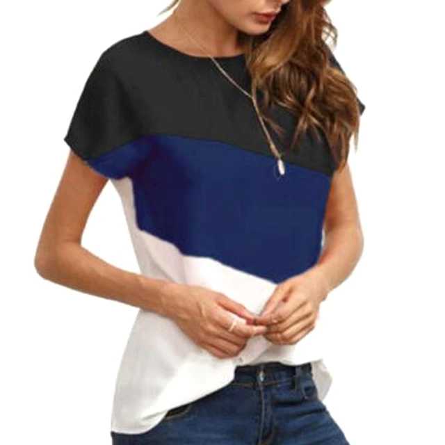 CALOFE 2018 Women Running Shirt Sports T-shirt Patchwork Block T Shirt Bat-wing Sleeve Short Sleeve O-Neck Tops Short Sleeve