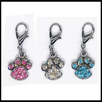 

20pcs/lot Rhinestone Paw Collar pet Charm Pet Jewelry Cat dog collar pendant Bone Necklace Collar Puppy collar accessory
