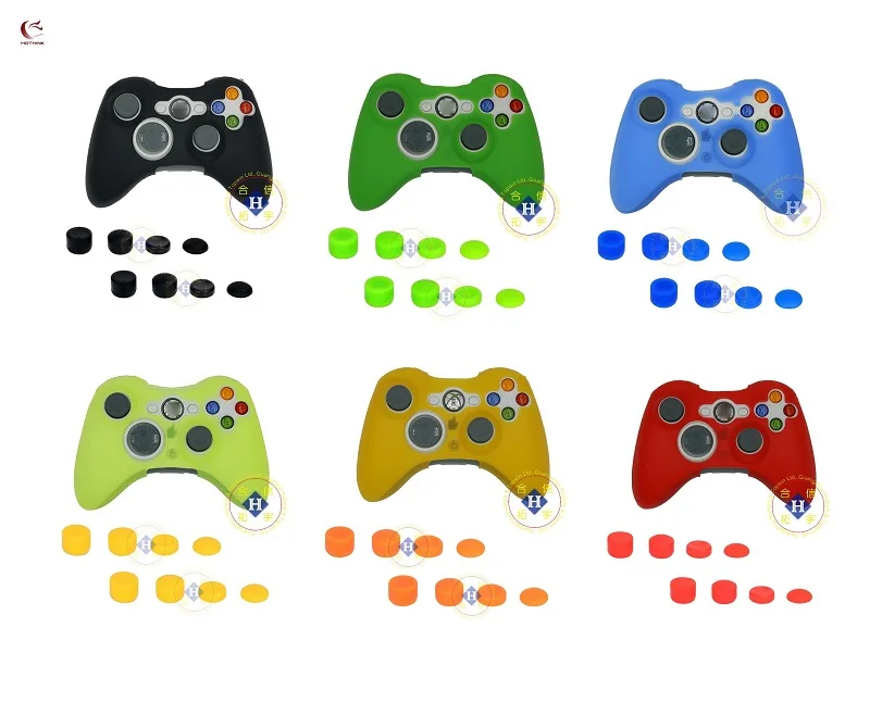 

HOTHINK 9PCS/LOT Silicone Rubber Soft Skin Gel Cover Case Joystick Cap Button cover For XBOX 360 SLIM Controller XBOX 360